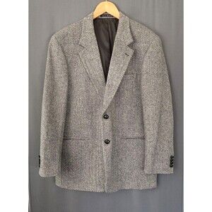 Vintage Carl Michaels Herringbone Wool Blazer Sport Coat Mens 42R Brown Academia